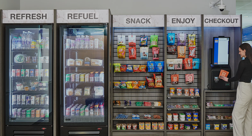 Custom-branded AI vending machine in a corporate environment